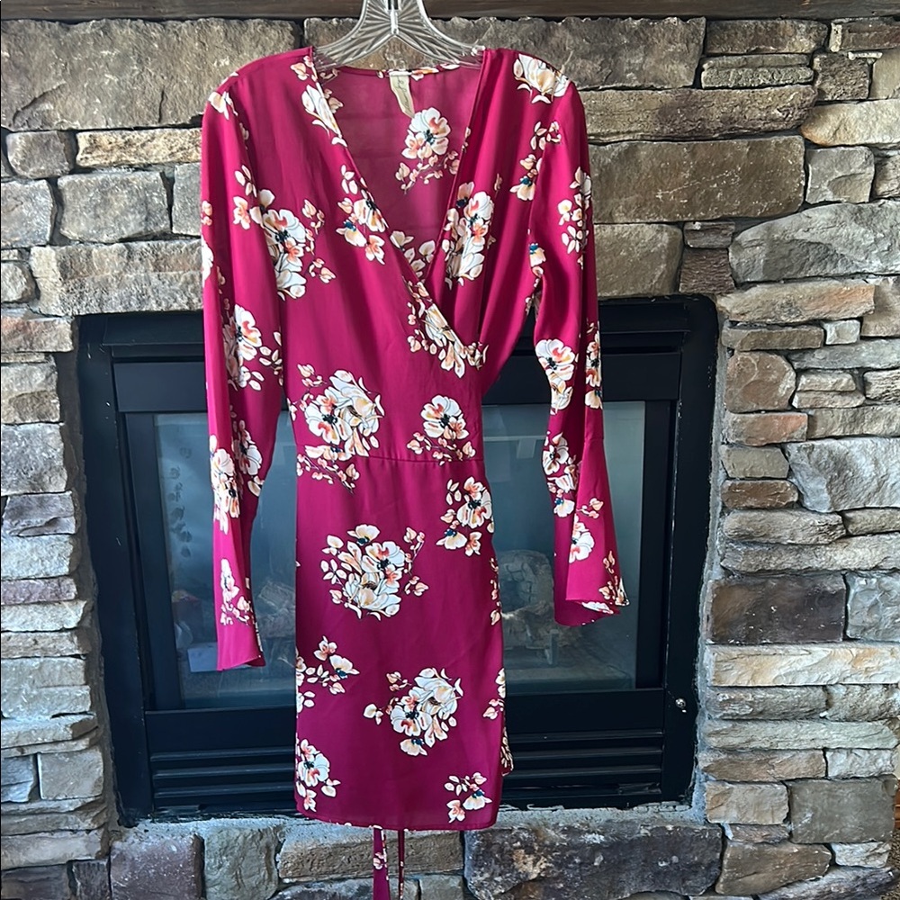 Floral Wrap Dress in Pink